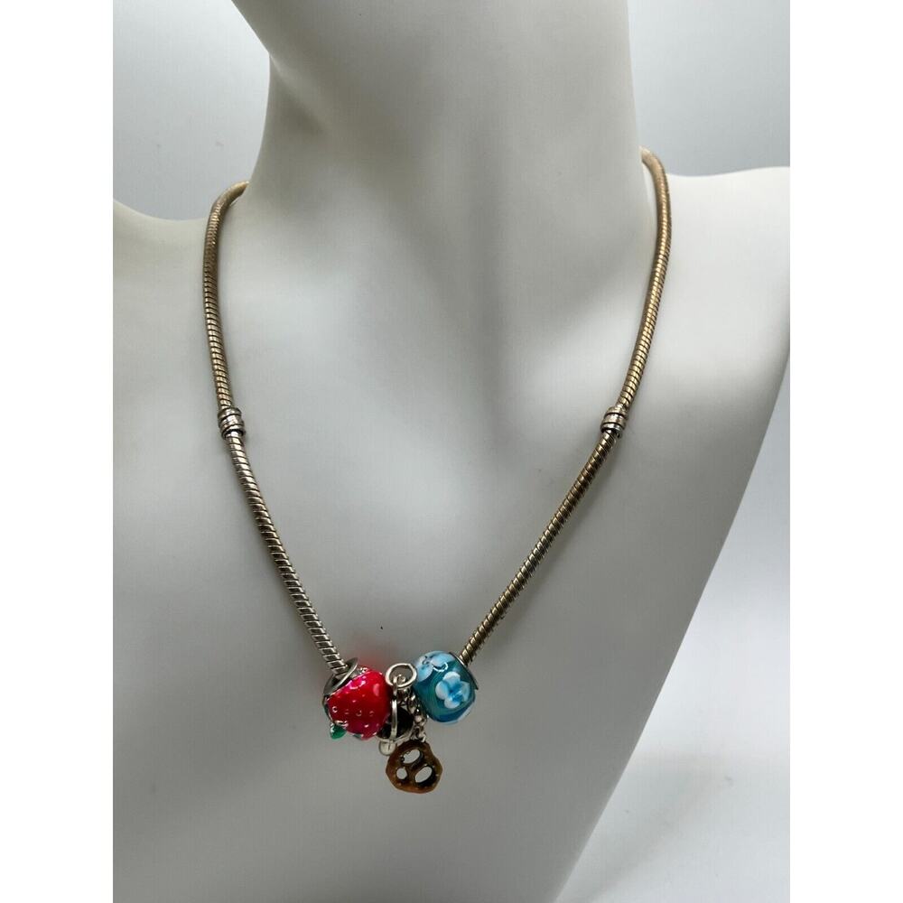 4 Charms Slide Snake Chain 15 7/8 Inch Necklace!